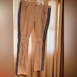 Classic White Jeans with Black Side Stripes